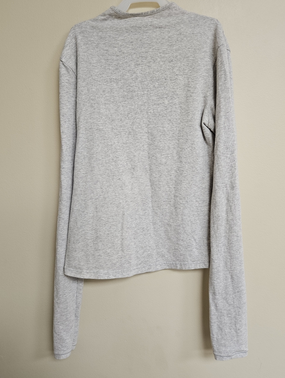 Skims Cotton Jersey Long Sleeve T-Shirt in Light Heather Grey Size L